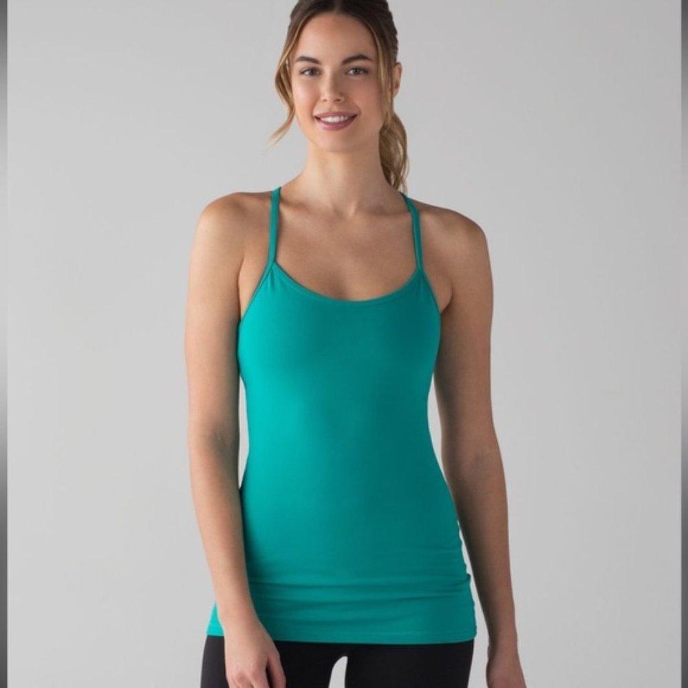 LULULEMON Power Y Tank (Luon) in Viridian Green EUC SZ 8